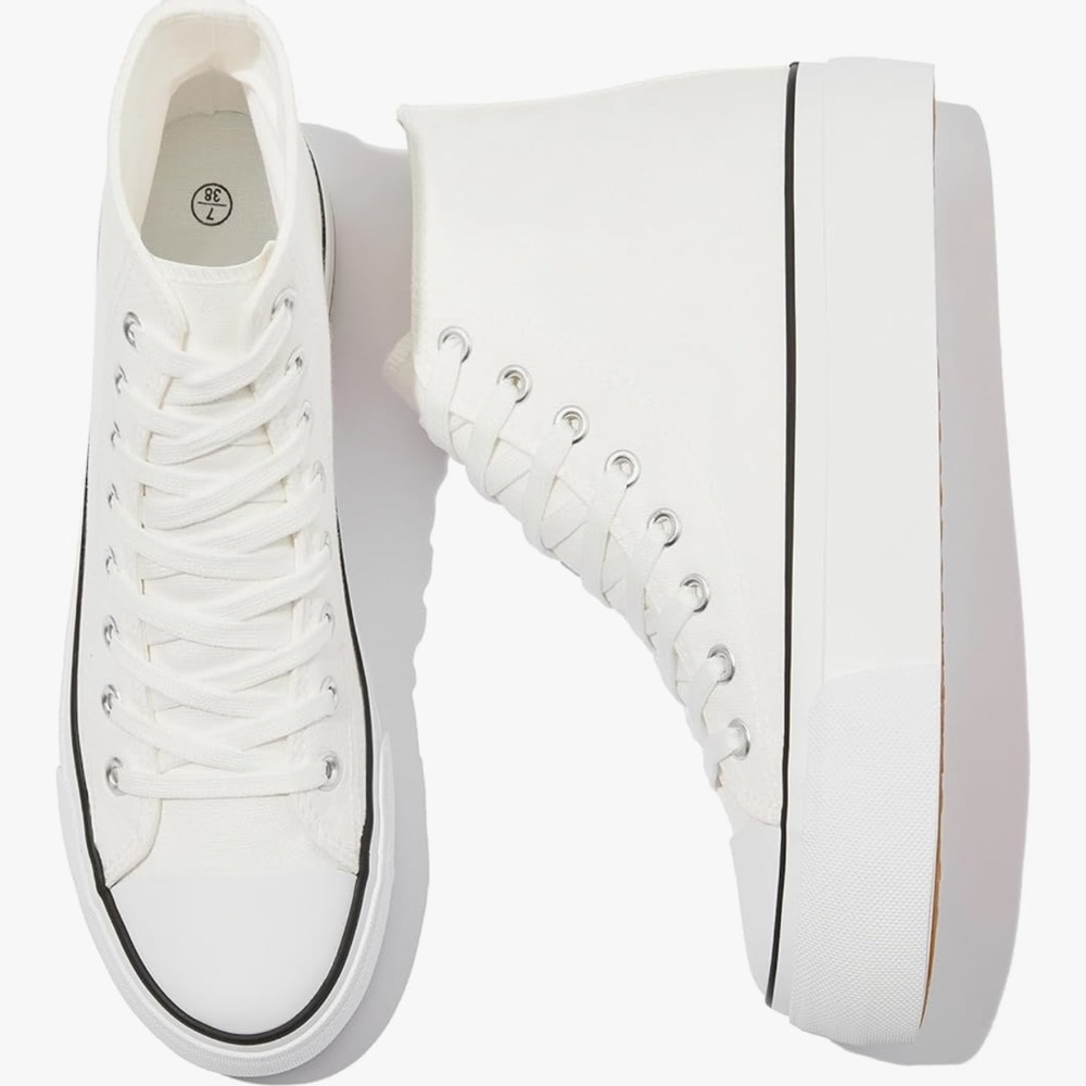 Stylish White High-Top Platform Sneakers